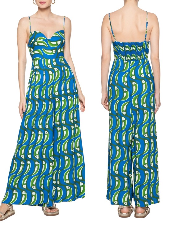 FARM Rio Pants - Farm Rio Tucabana Blue Jumpsuit, M